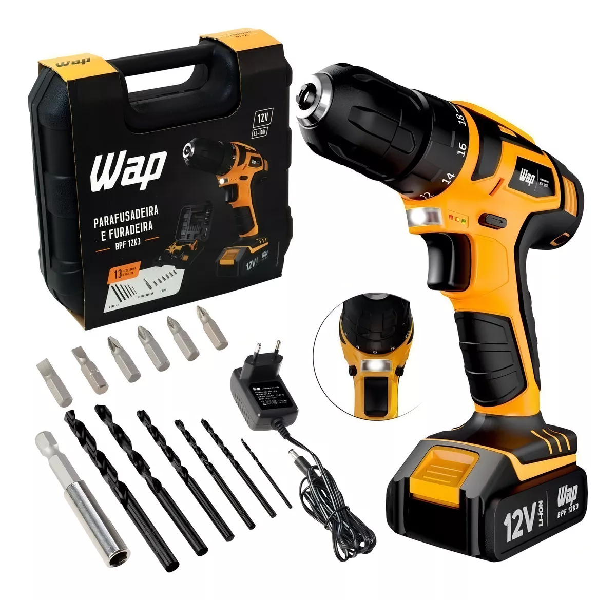 WAP Parafusadeira e Furadeira à Bateria 12V