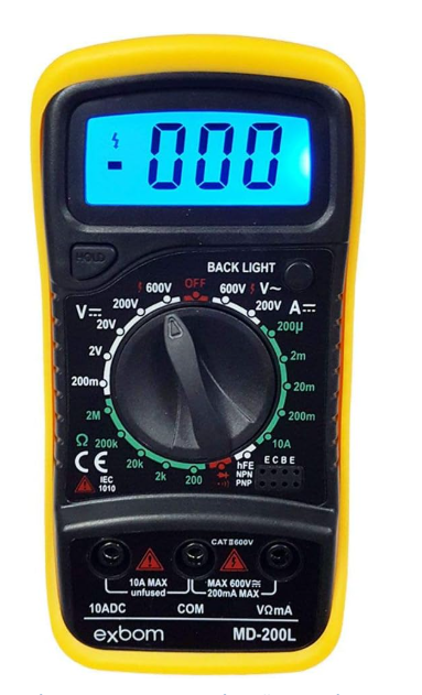 Multímetro Digital Profissional Portátil com Cabo Multi Teste Exbom MD-200L