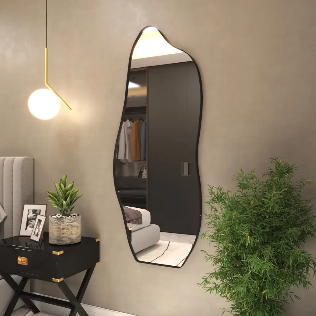 Espelho Orgânico 170x70 Grande Moderno Com Moldura Moldura Preto