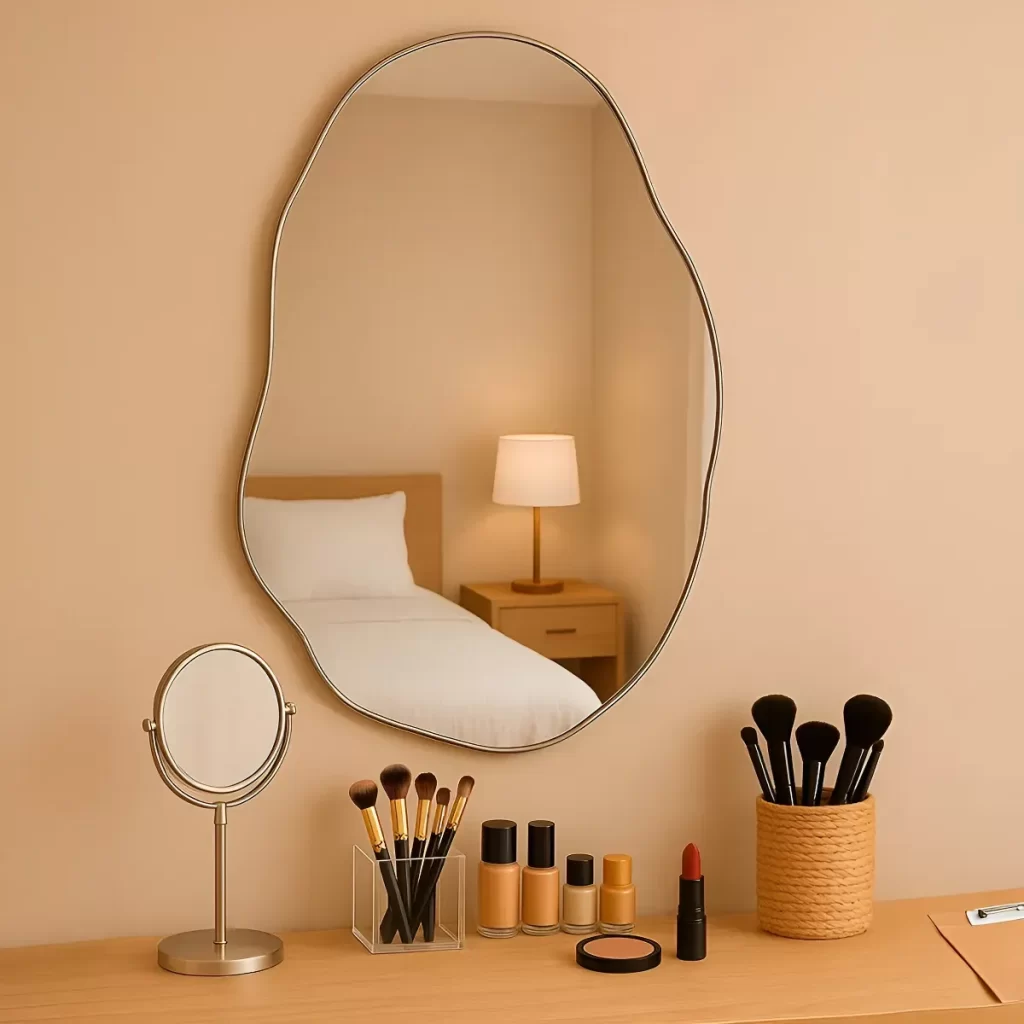 Espelho Orgânico Moveis Bonatto 70x50 Cm Maquiador Grande Moldura Transparente