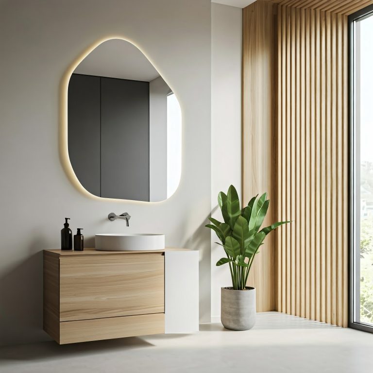 espelho orgânico no banheiro