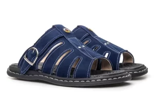 MELHOR Sandália Masculina Couro | Chinelo Ortopédico Antistress